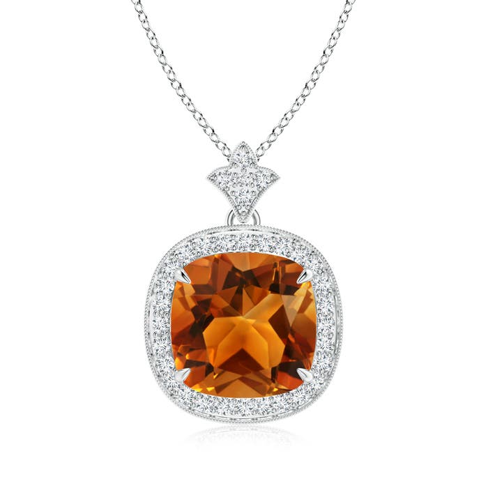 0.31 CTW Citrine Scorpio Constellation Medallion Pendant in 14K White Gold