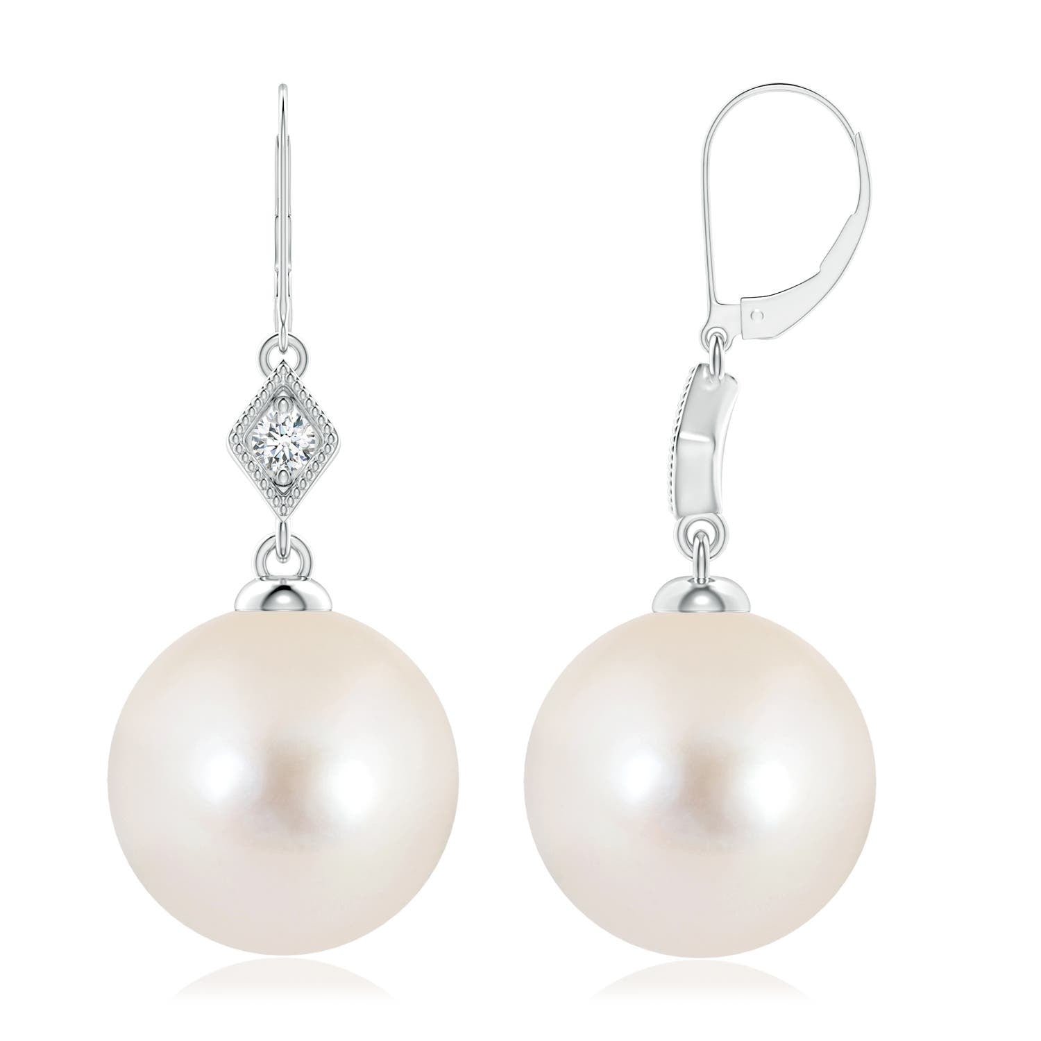 0.92 CTW Pear-Shaped Fire Opal Leverback Drop Earrings with Diamond in 18K White Gold