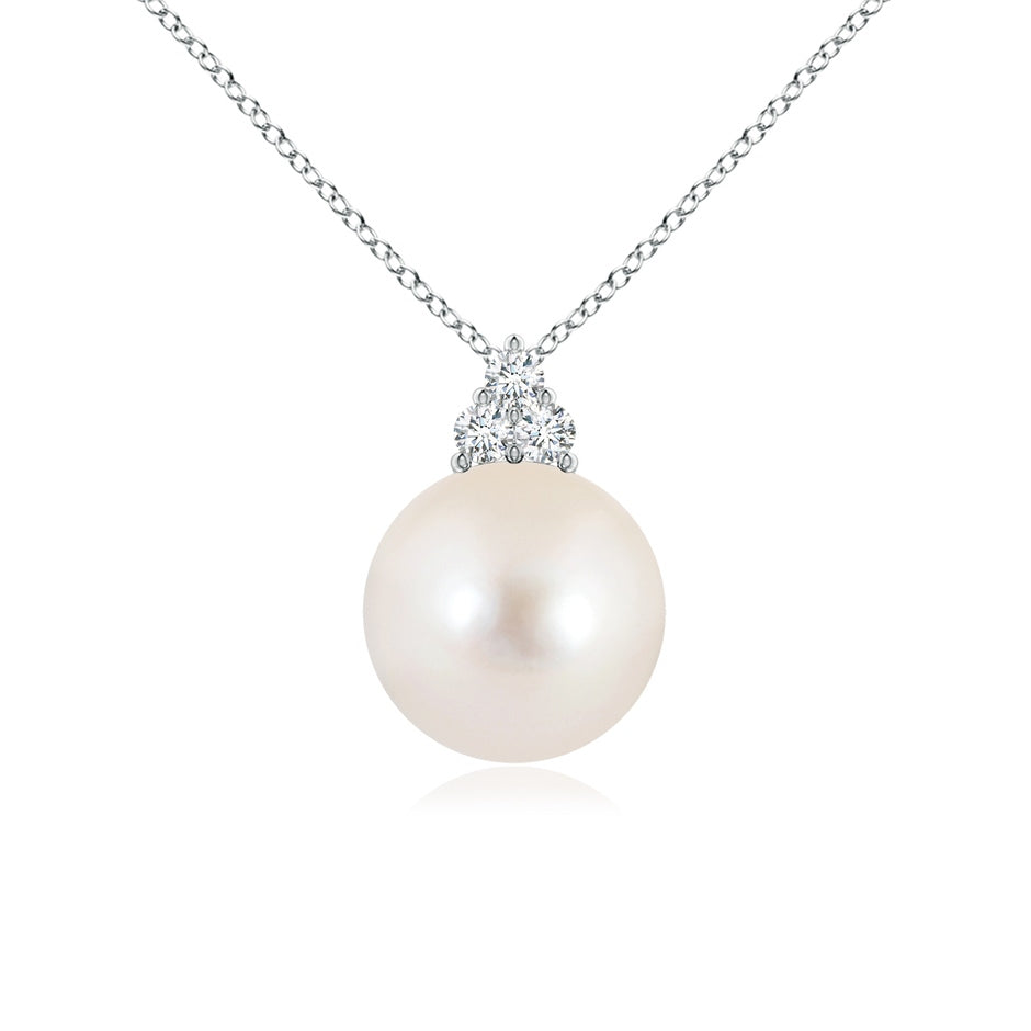 Freshwater Pearl and Trio Diamond Pendant