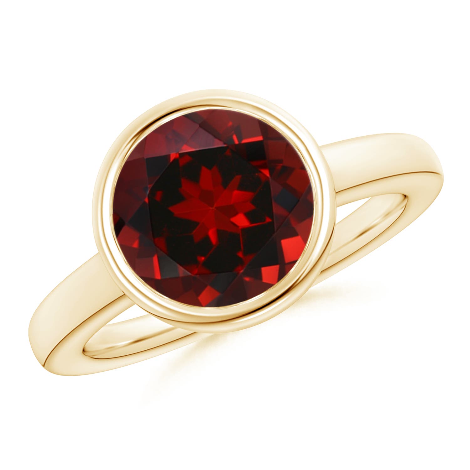 0.48 CTW Garnet Capricorn Double Shank Ring with Diamonds in 14K Yellow Gold