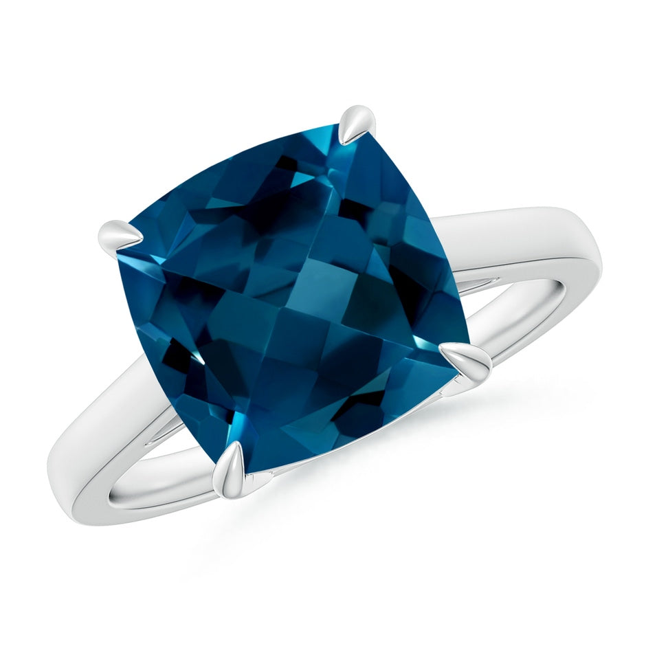 Classic Solitaire Cushion London Blue Topaz Cocktail Ring