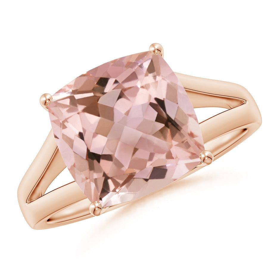 Split Shank Cushion Morganite Engagement Ring