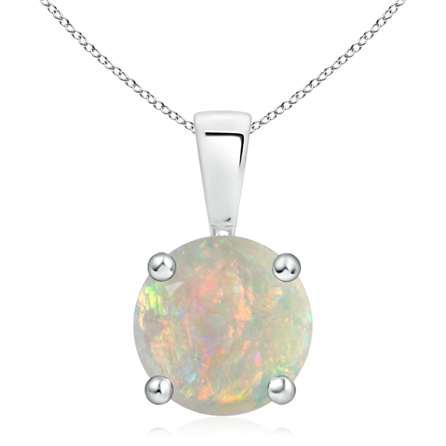 4 MM Opal Libra Constellation Medallion Pendant in 14K White Gold