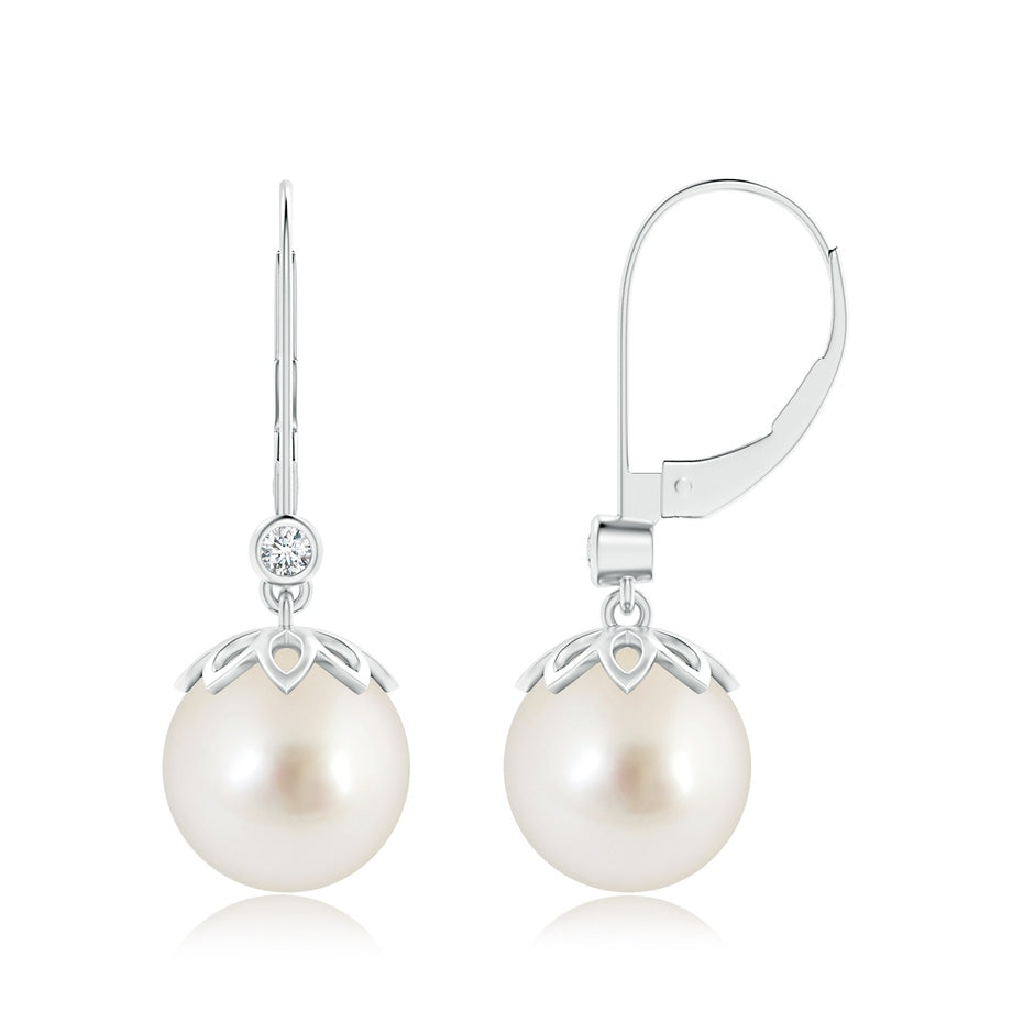 South Sea Pearl Drop Earrings with Diamond