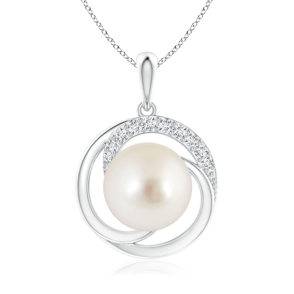 South Sea Pearl Swirl Pendant with Diamonds