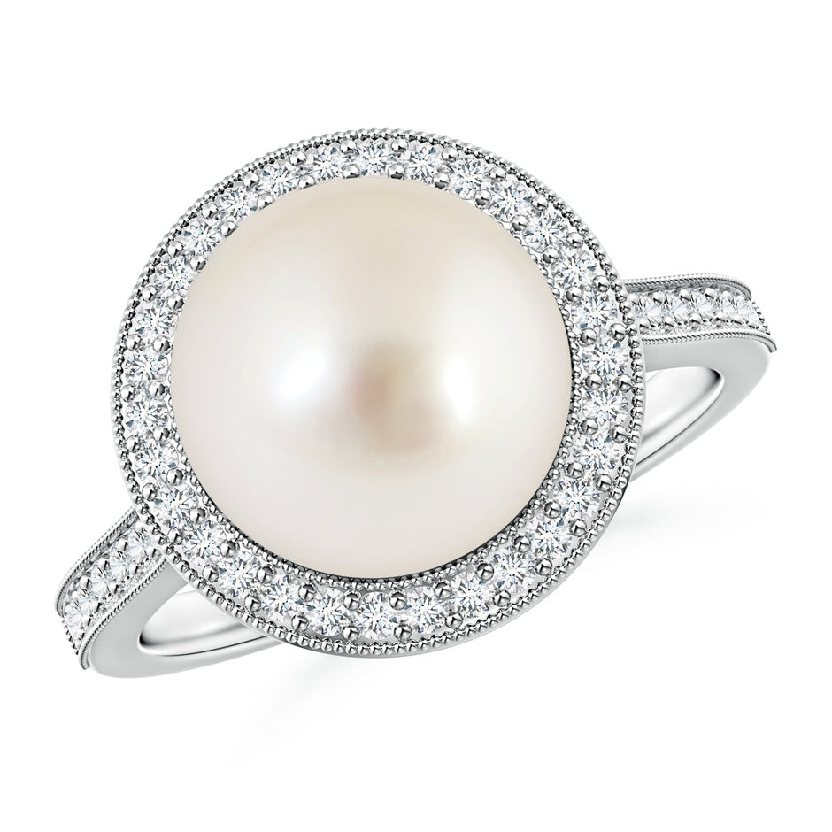 South Sea Pearl Halo Ring with Milgrain