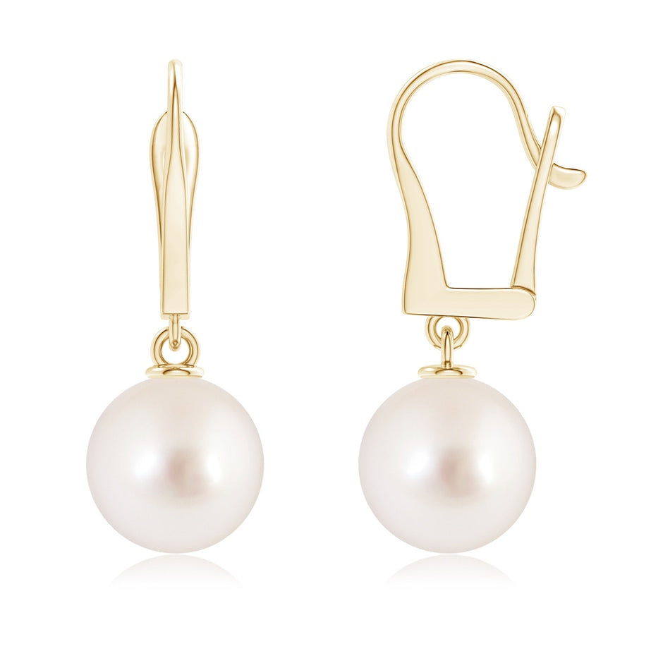 Solitaire South Sea Pearl Leverback Dangle Earrings
