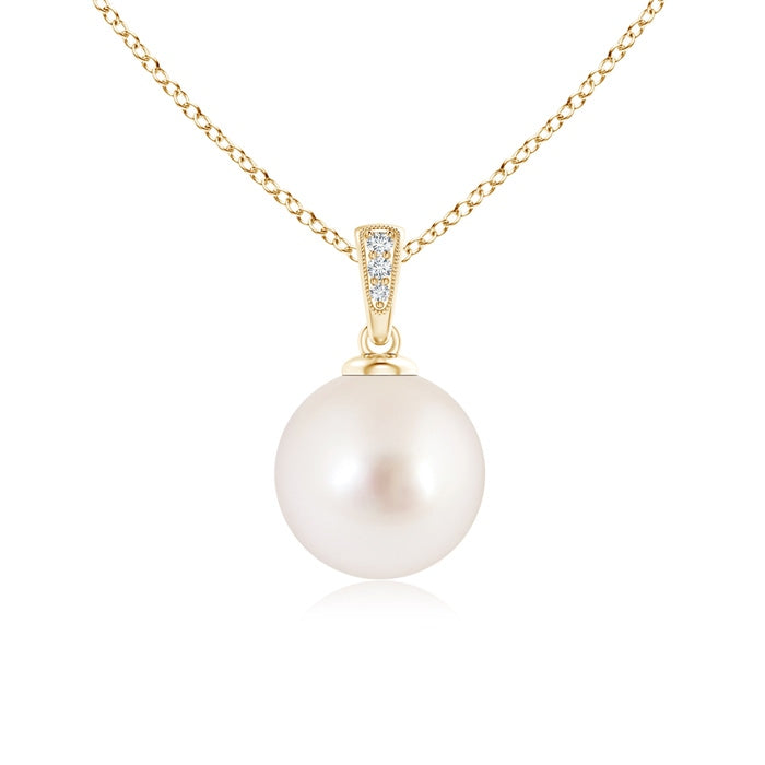 Solitaire South Sea Pearl Pendant with Diamonds