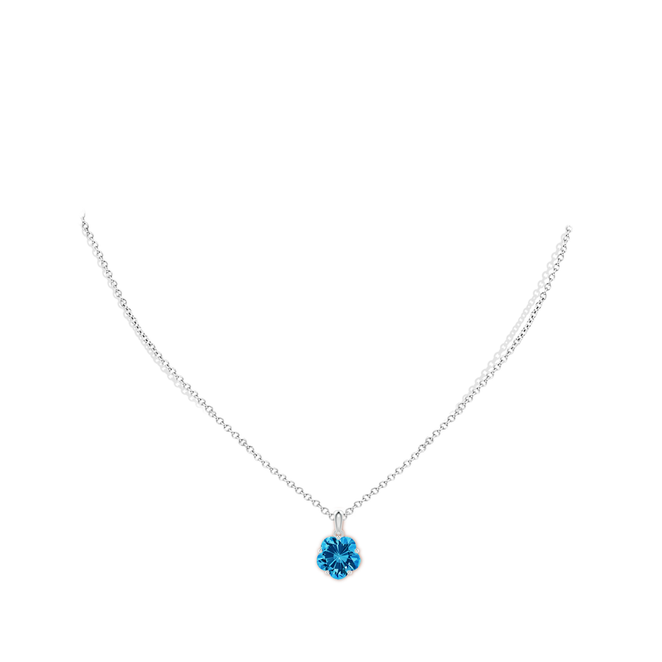 Solitaire Five-Petal Flower Swiss Blue Topaz Pendant
