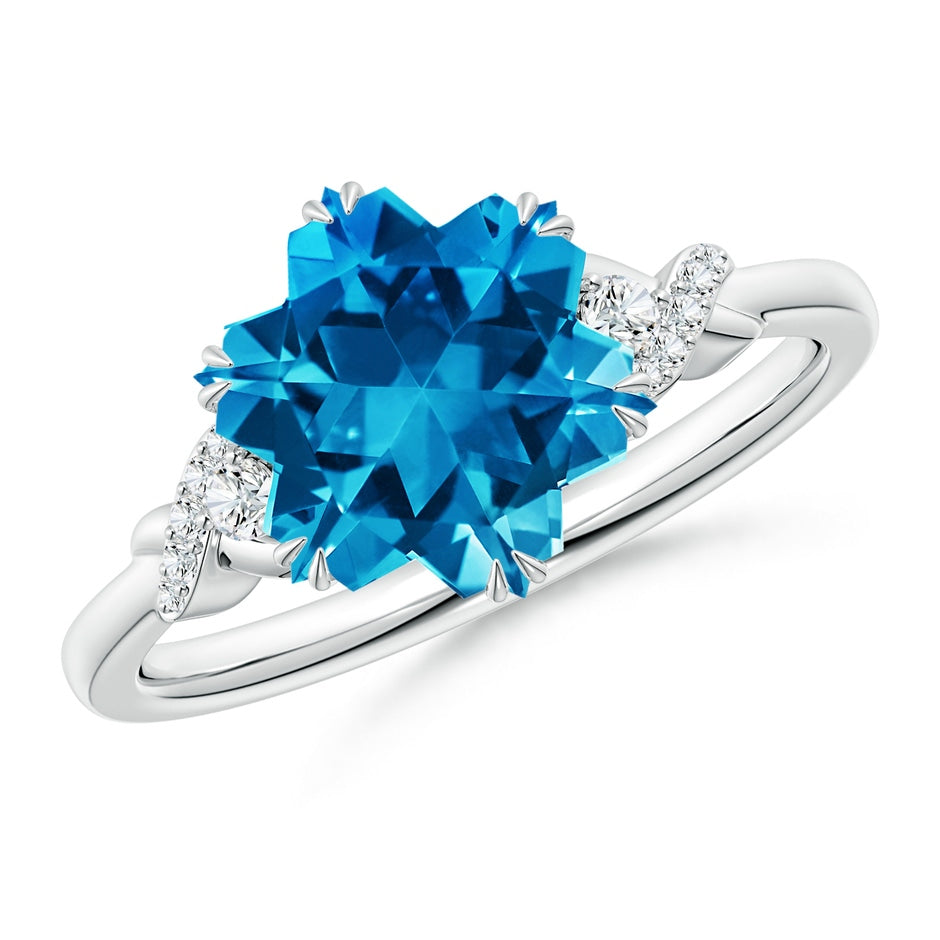 Snowflake-Cut Swiss Blue Topaz Criss-Cross Shank Ring