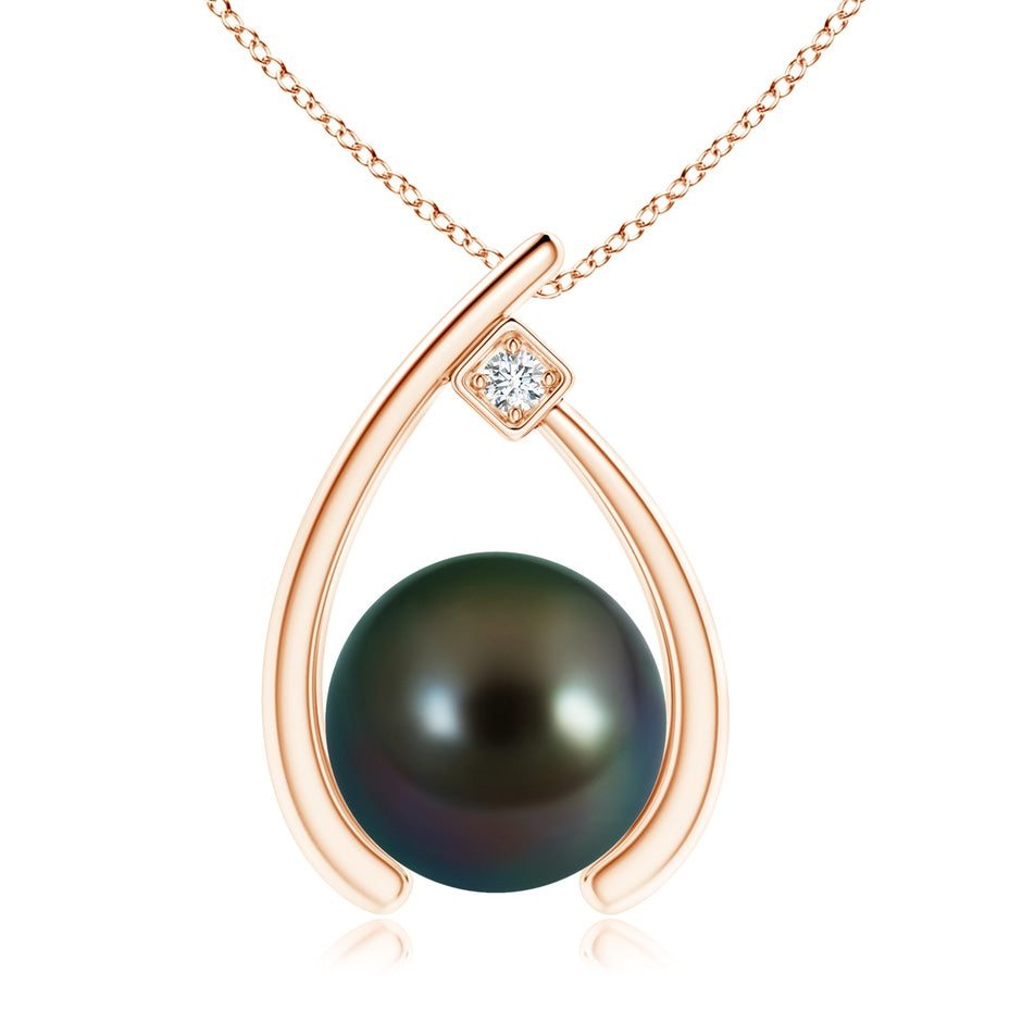 Tahitian Pearl Wishbone Pendant with Diamond