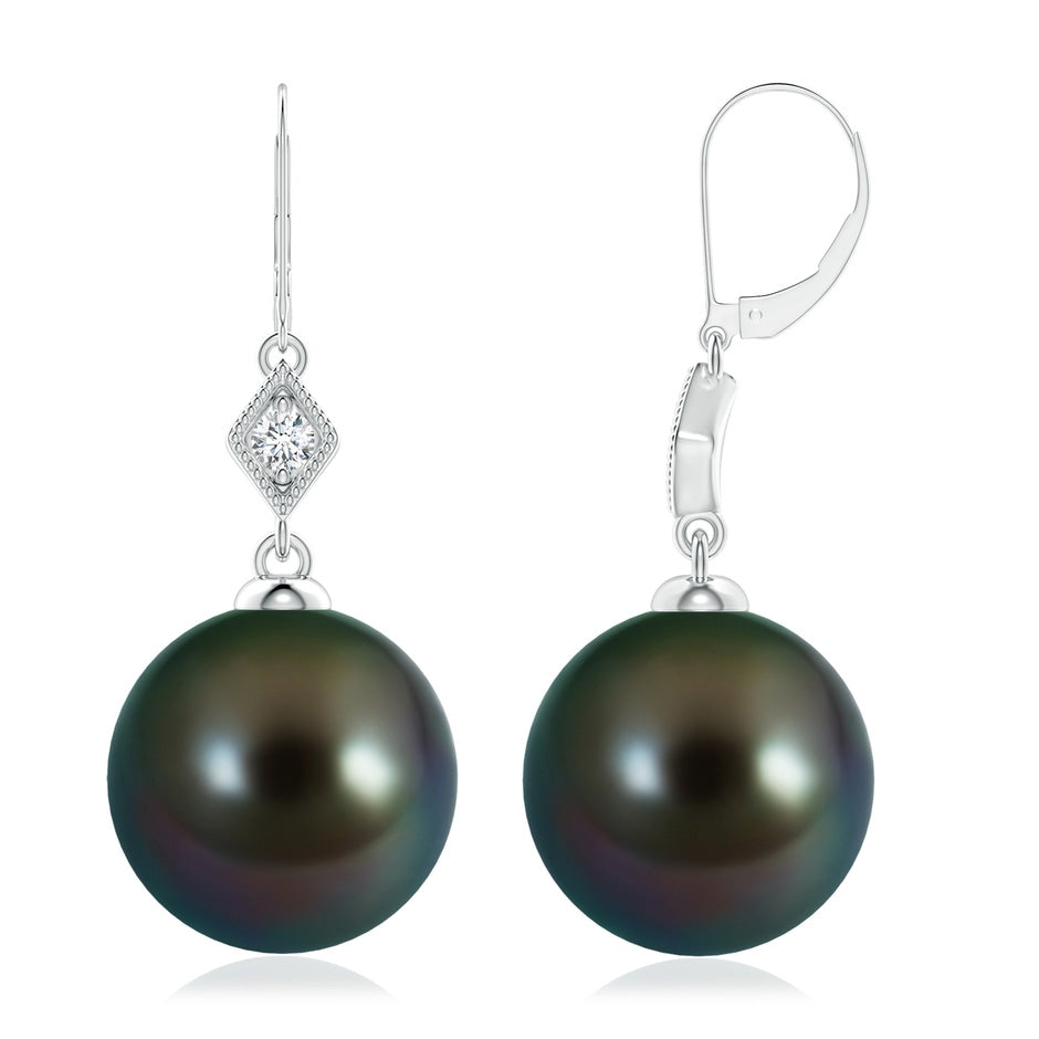 Tahitian Pearl Earrings with Pavé-Set Diamond