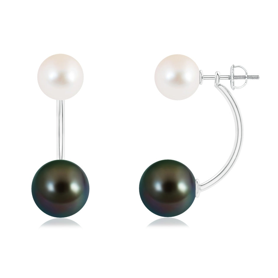 Tahitian & Freshwater Pearl Front Back Stud Earrings