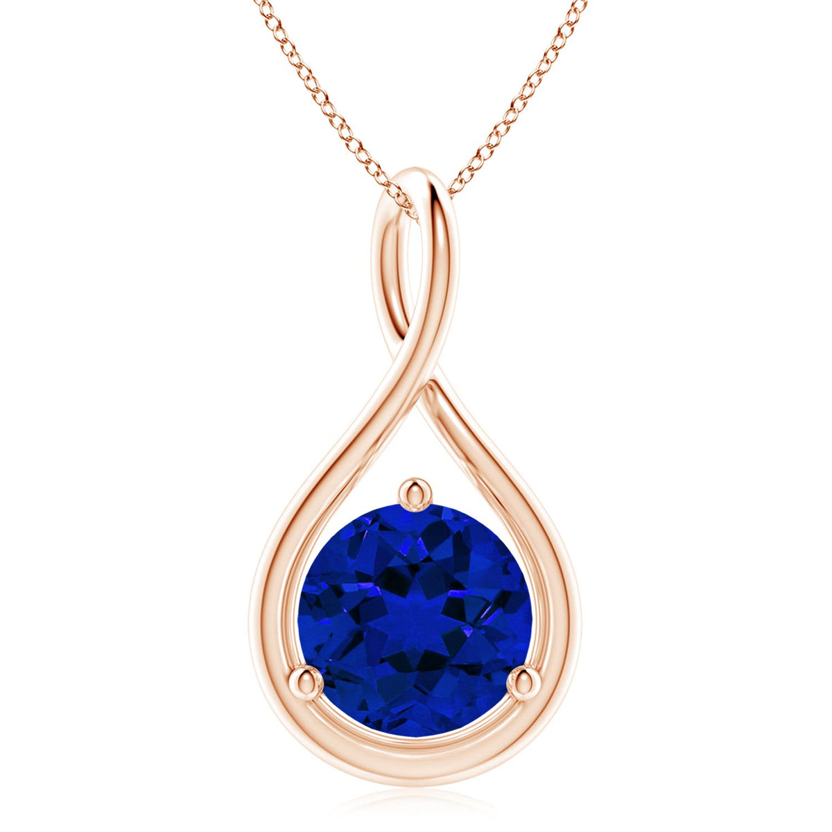 1.32 CTW Lab-Grown Blue Sapphire Evil Eye Pendant with Lab Diamond Accents in 18K Rose Gold
