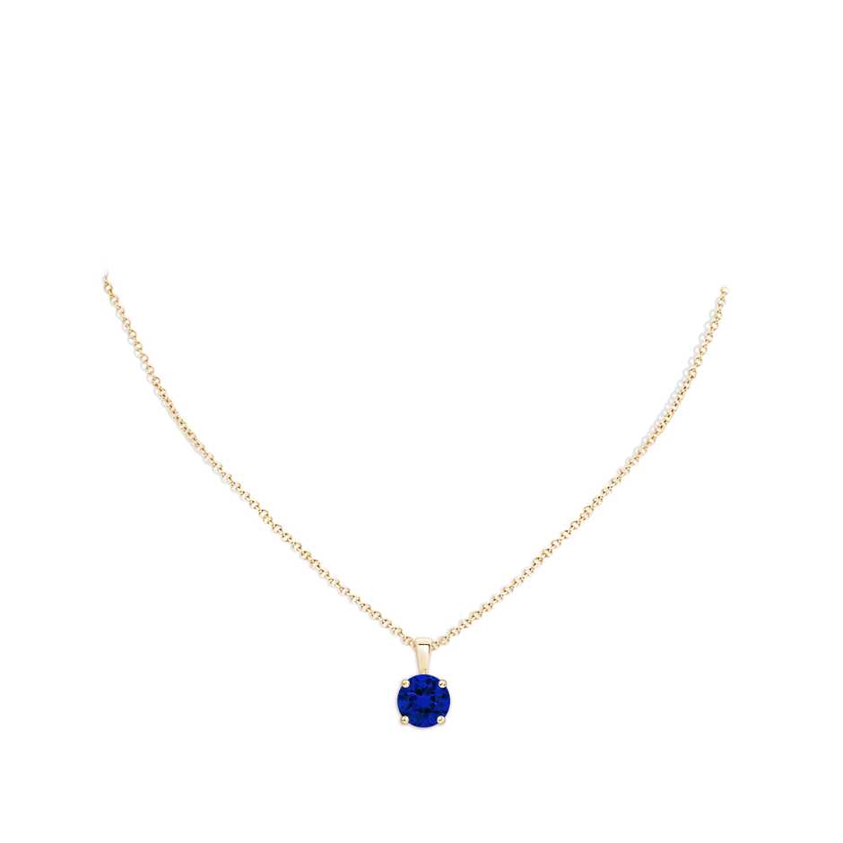 Classic Prong-Set Round Lab-Grown Blue Sapphire Solitaire Pendant