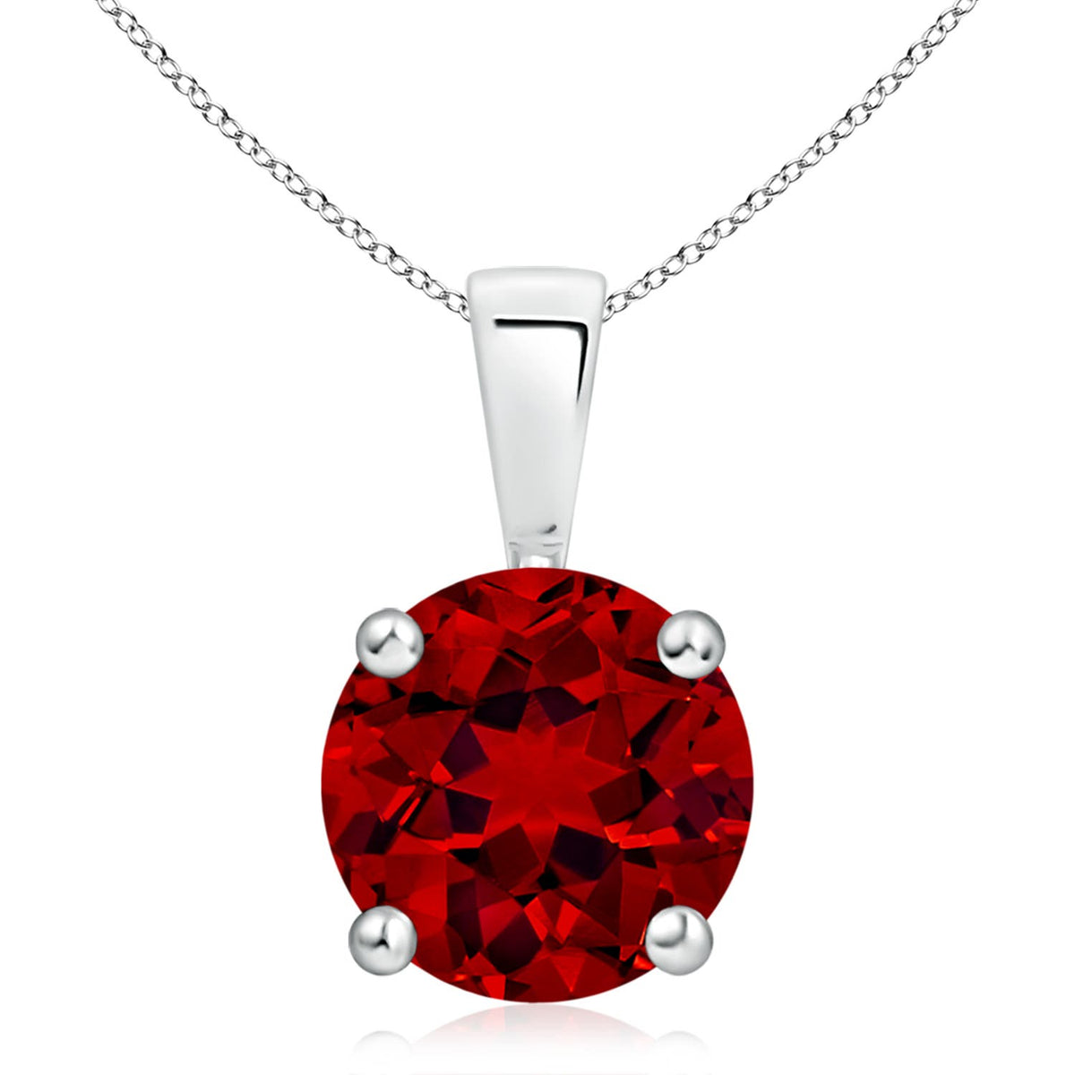 3.65 CTW Lab-Grown Pear and Round Ruby Three Stone Pendant in 18K Yellow Gold