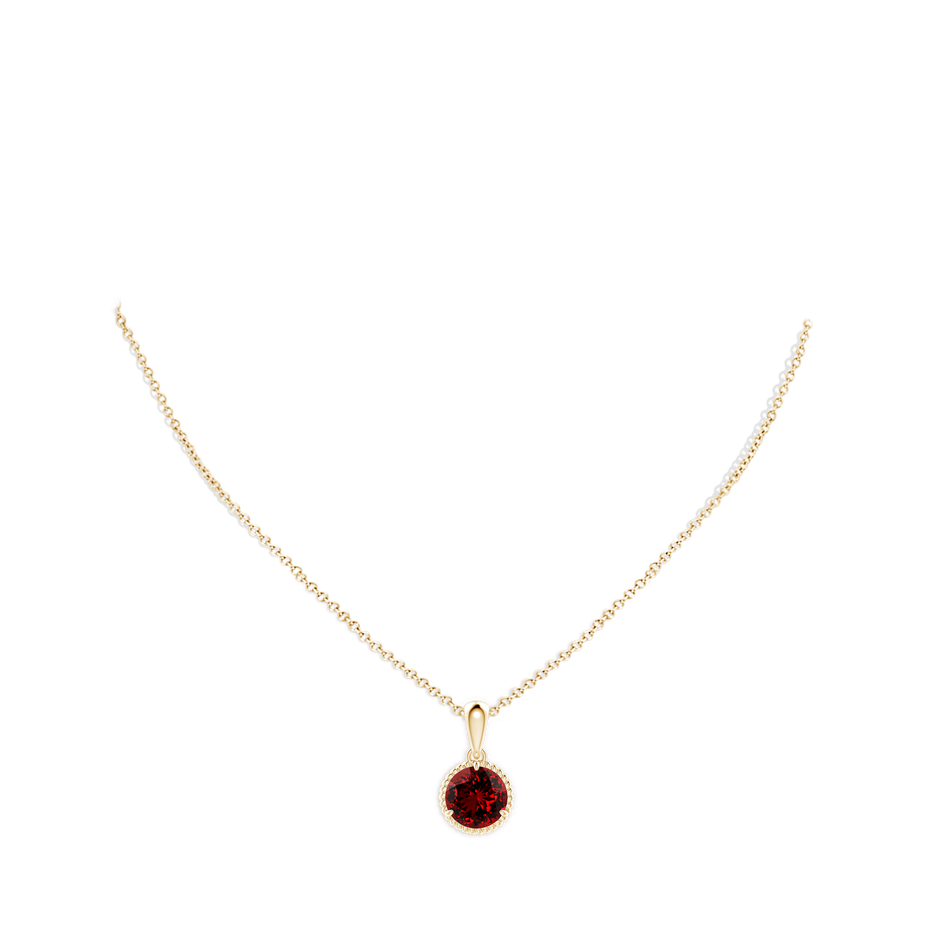 Lab-Grown Rope-Framed Claw-Set Ruby Solitaire Pendant