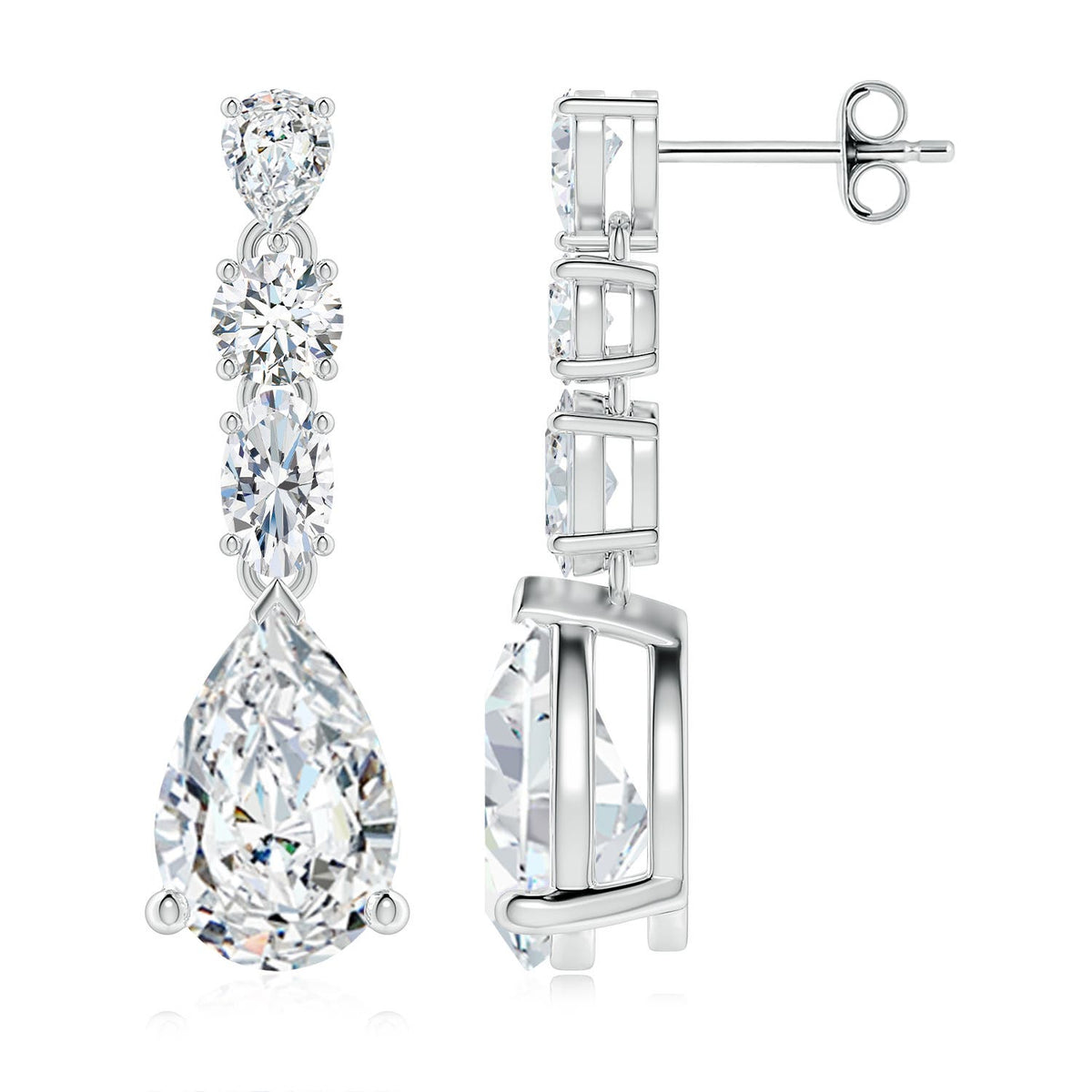 4.14 CTW Multi-Shape Diamond Dangle Earrings in Platinum