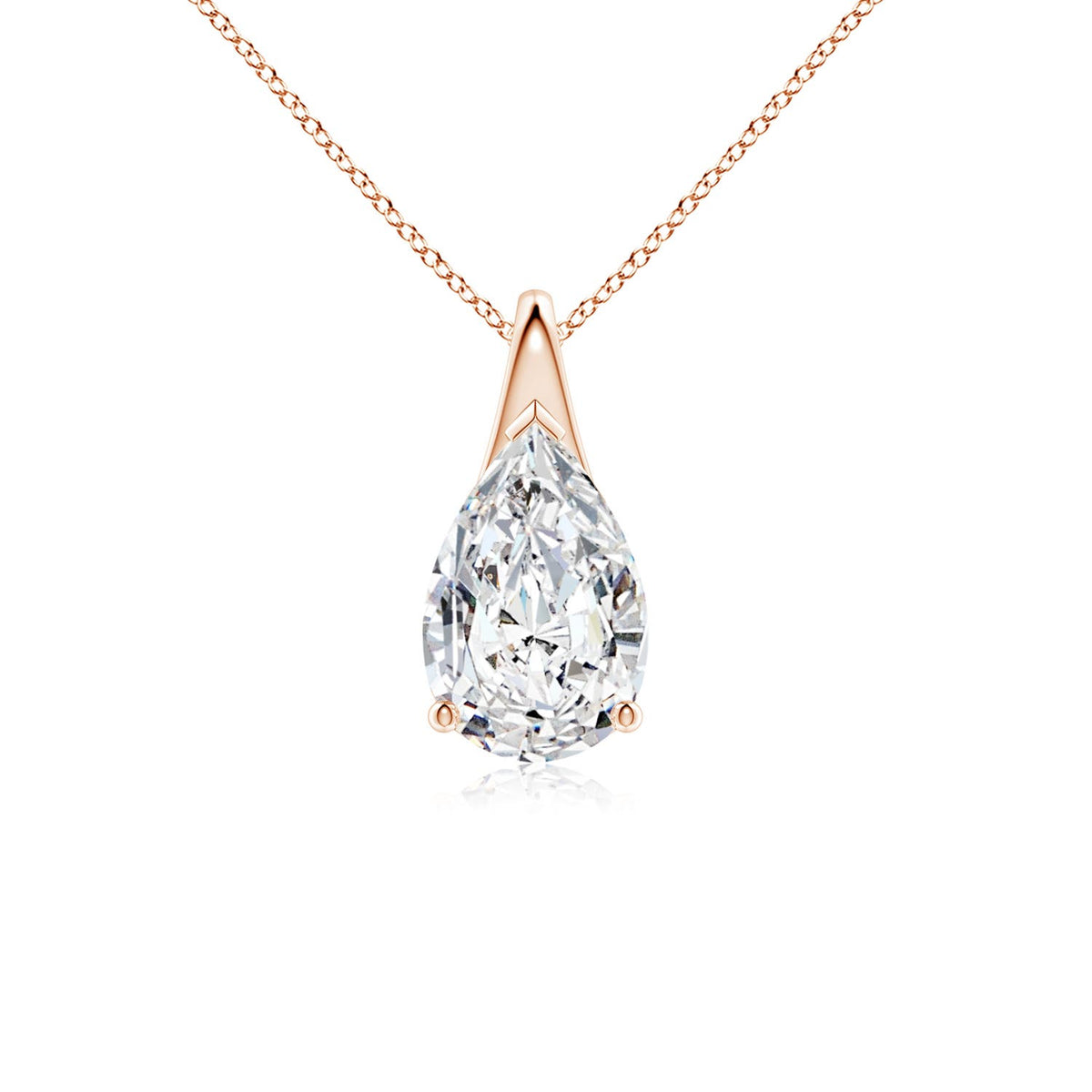 2.6 CTW Alternating Bezel-Set Pear Diamond Curved Necklace in 14K Rose Gold