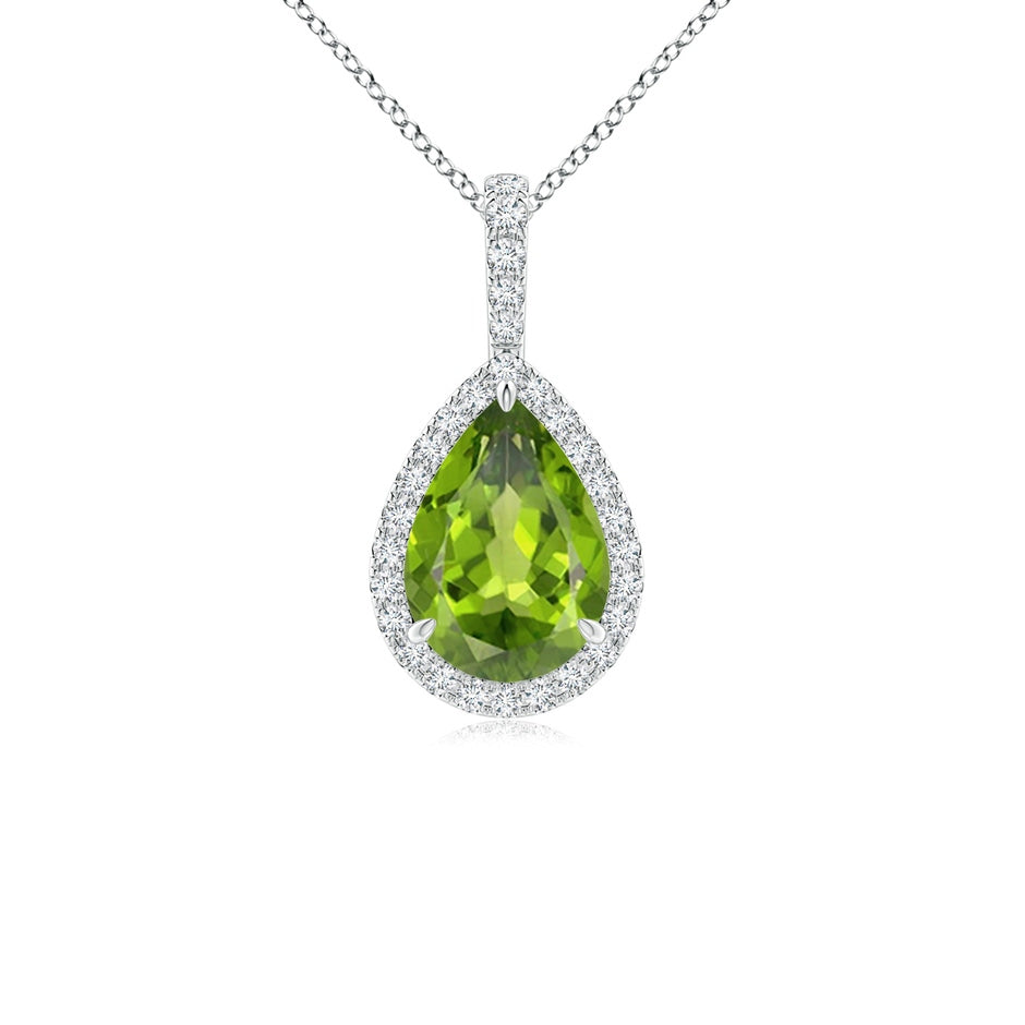 Peridot Teardrop Pendant with Diamond Halo