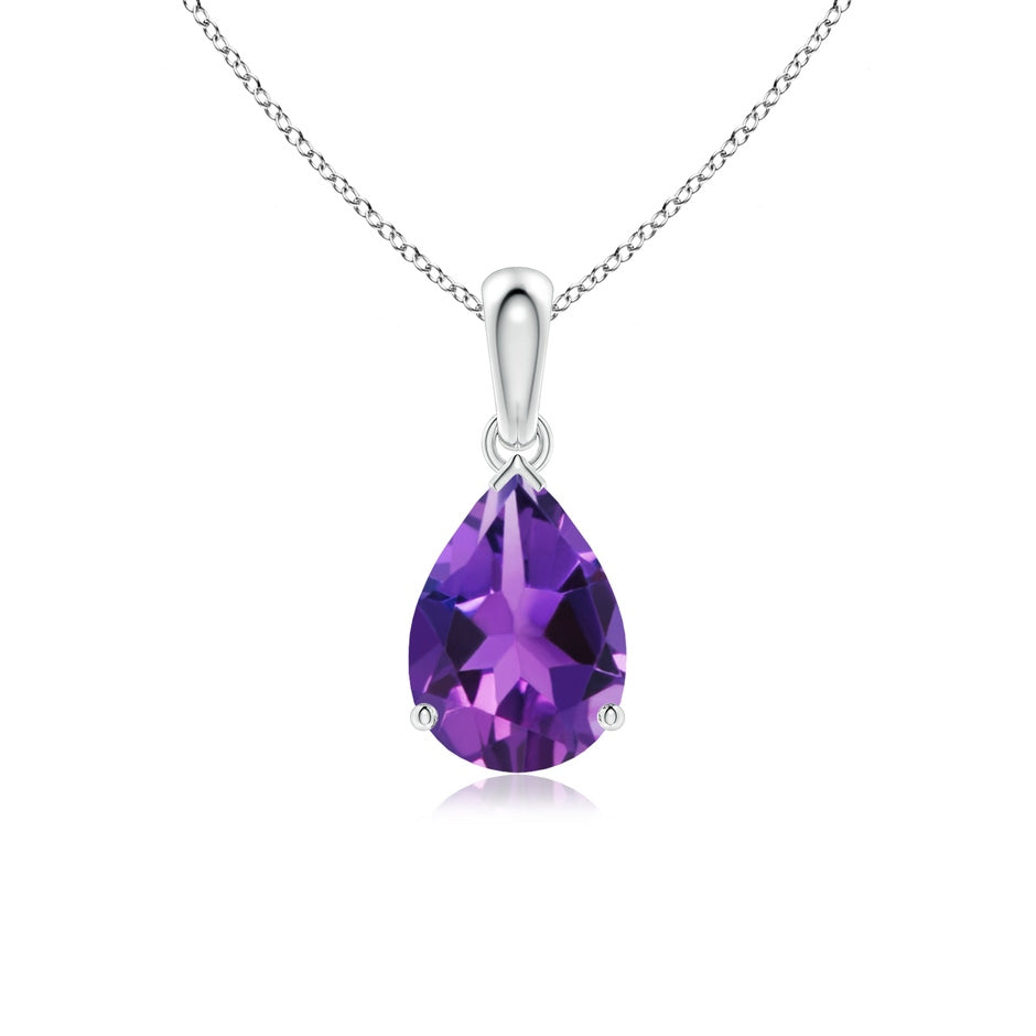 Prong-Set Pear Amethyst Solitaire Pendant