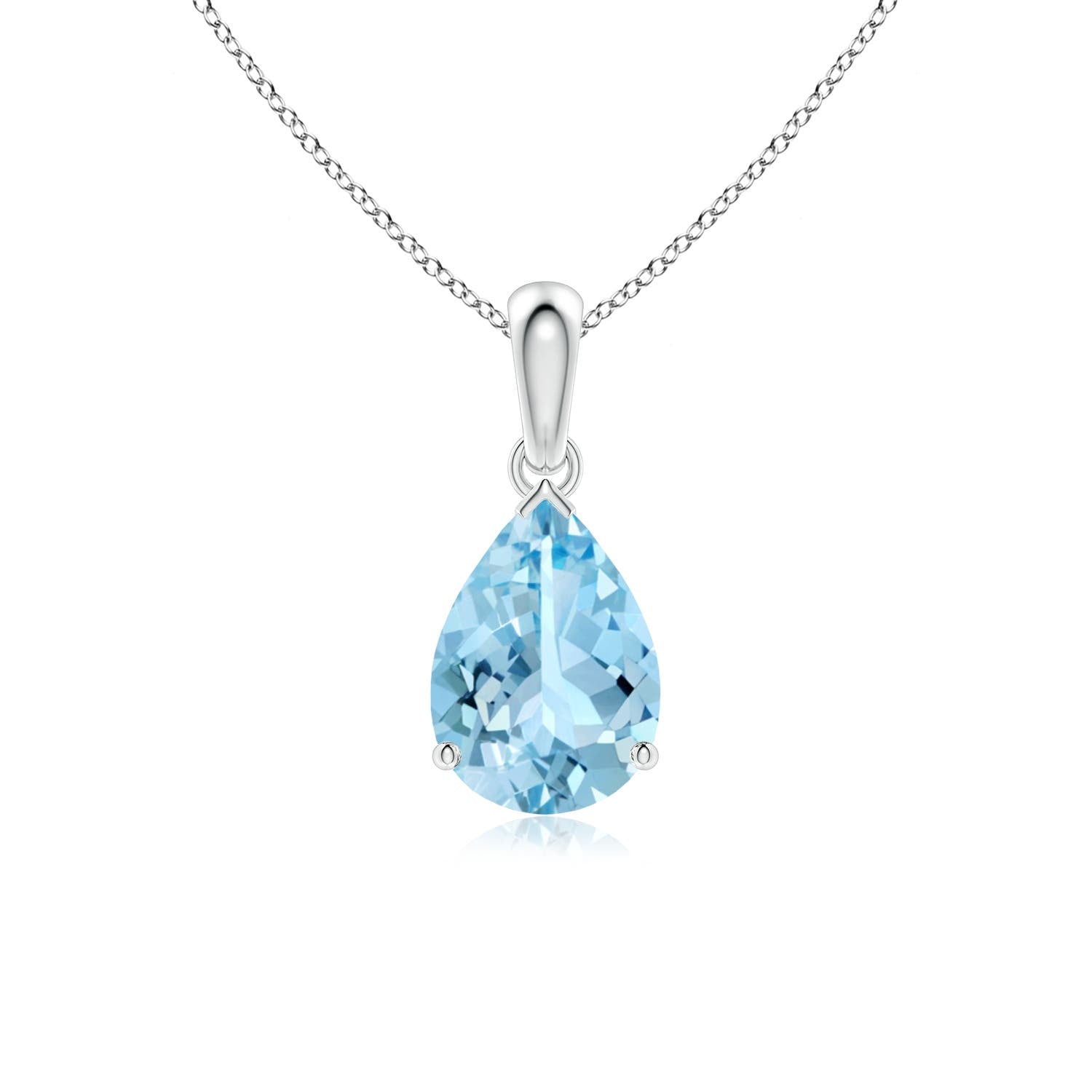 0.37 CTW Shell Style Pear Emerald Infinity Pendant in 18K White Gold