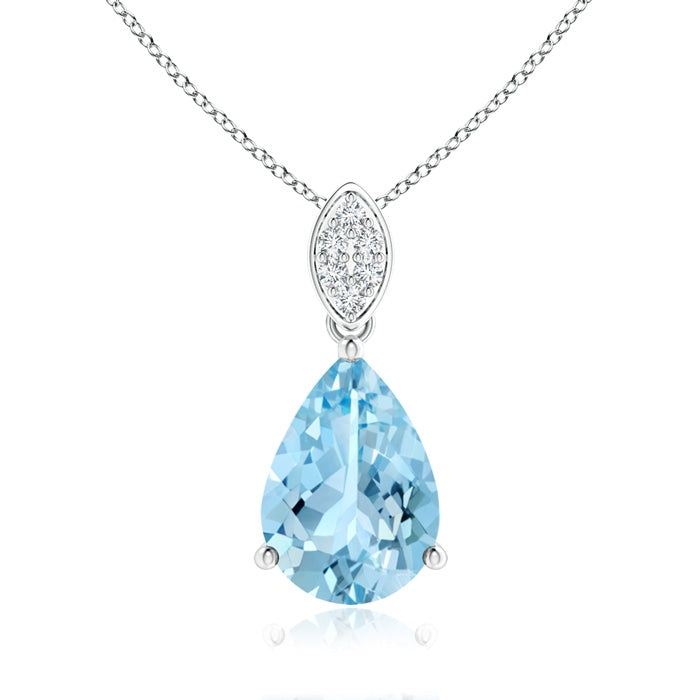 Pear-Shaped Aquamarine Pendant with Leaf Bale