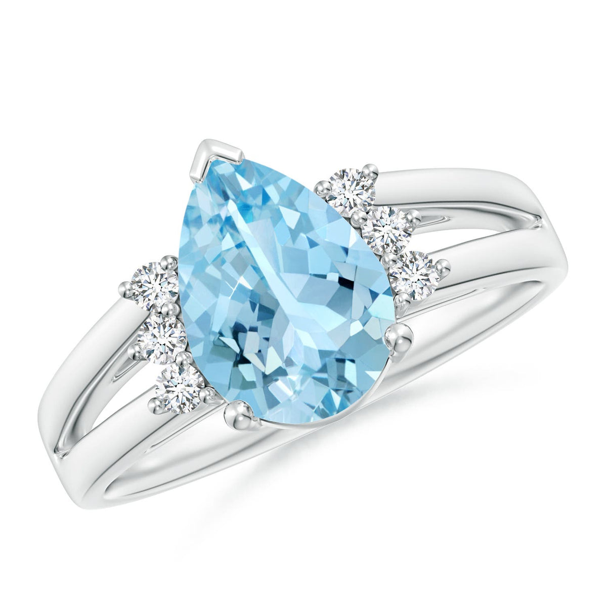 2.13 CTW Pear Lab-Grown Alexandrite Ring with Triple Diamond Accents in 14K Yellow Gold