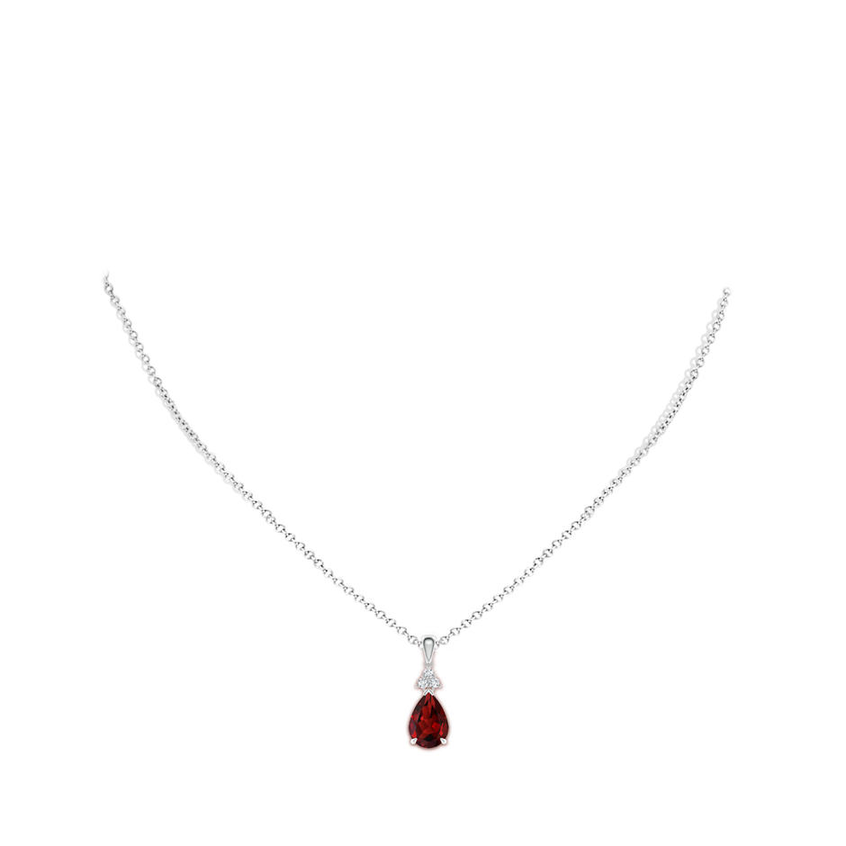 Claw-Set Garnet Drop Pendant with Trio Diamonds