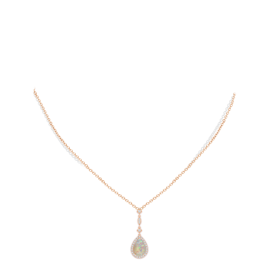 Prong-Set Opal Teardrop Halo Pendant with Diamond Accents