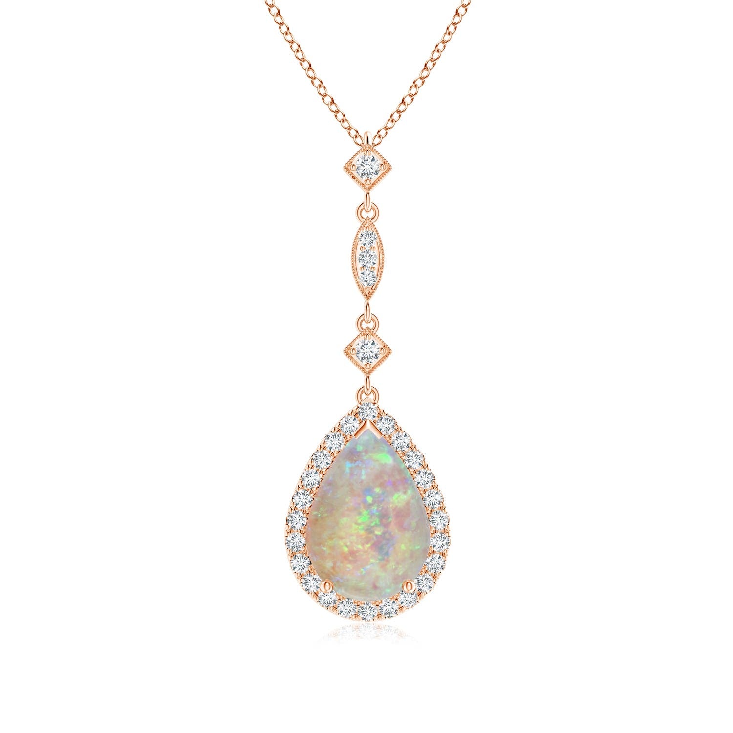 3.26 CTW Prong-Set Lab-Grown Fancy Intense Yellow Diamond Teardrop Halo Pendant in 18K White Gold
