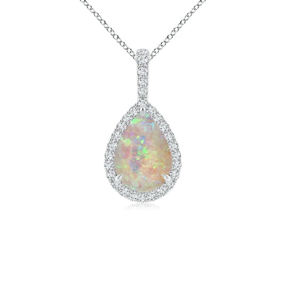 Opal Teardrop Pendant with Diamond Halo