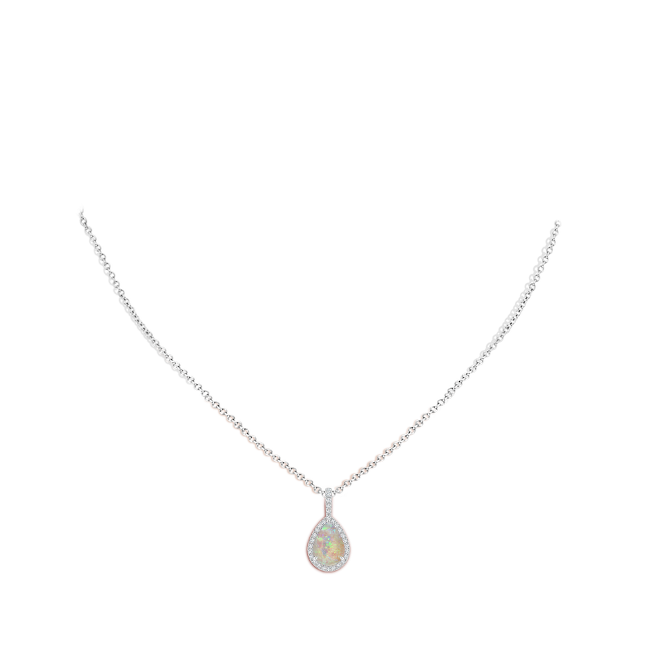 Opal Teardrop Pendant with Diamond Halo