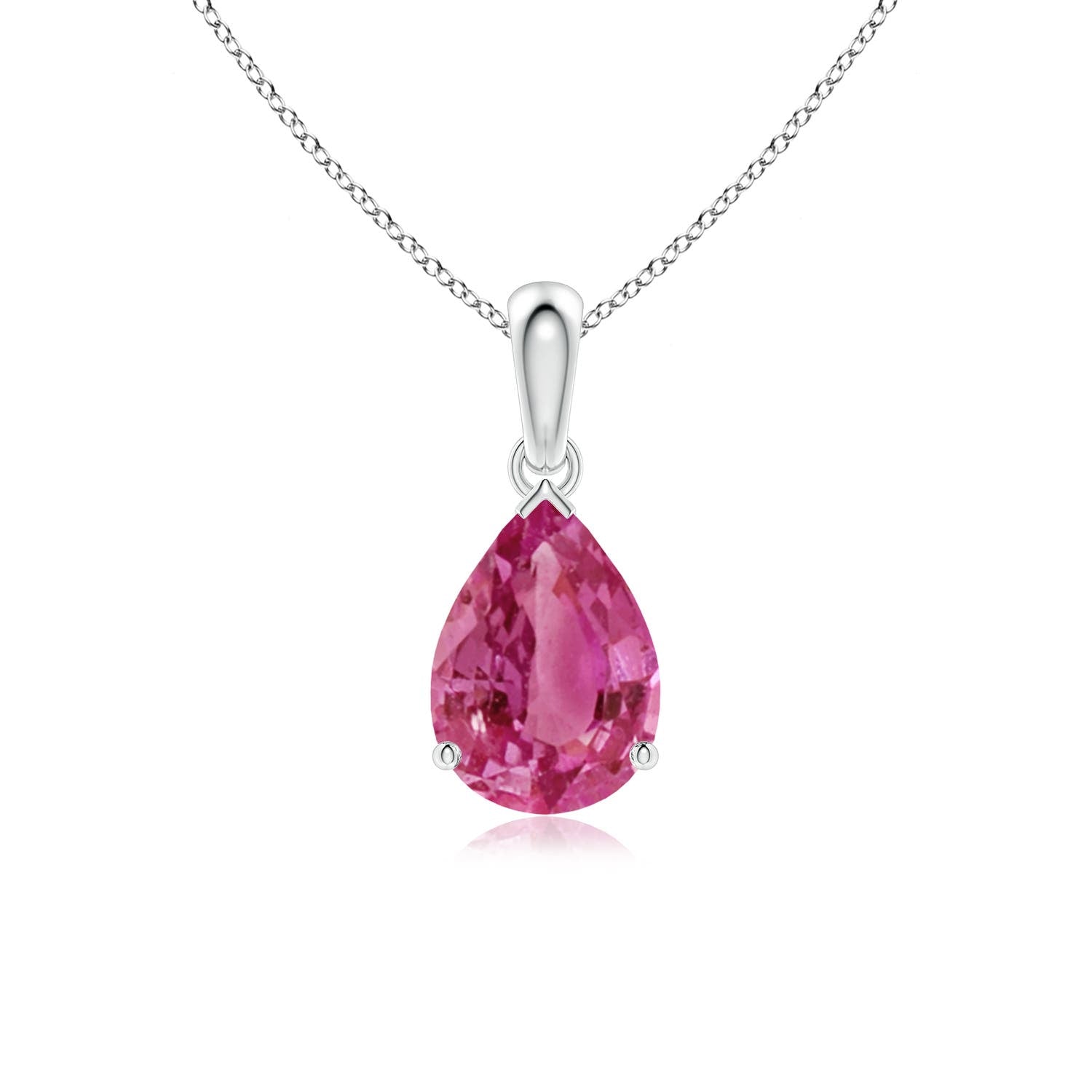 1.6 CTW Solitaire Cushion Blue Sapphire Twist Bale Pendant in 18K White Gold