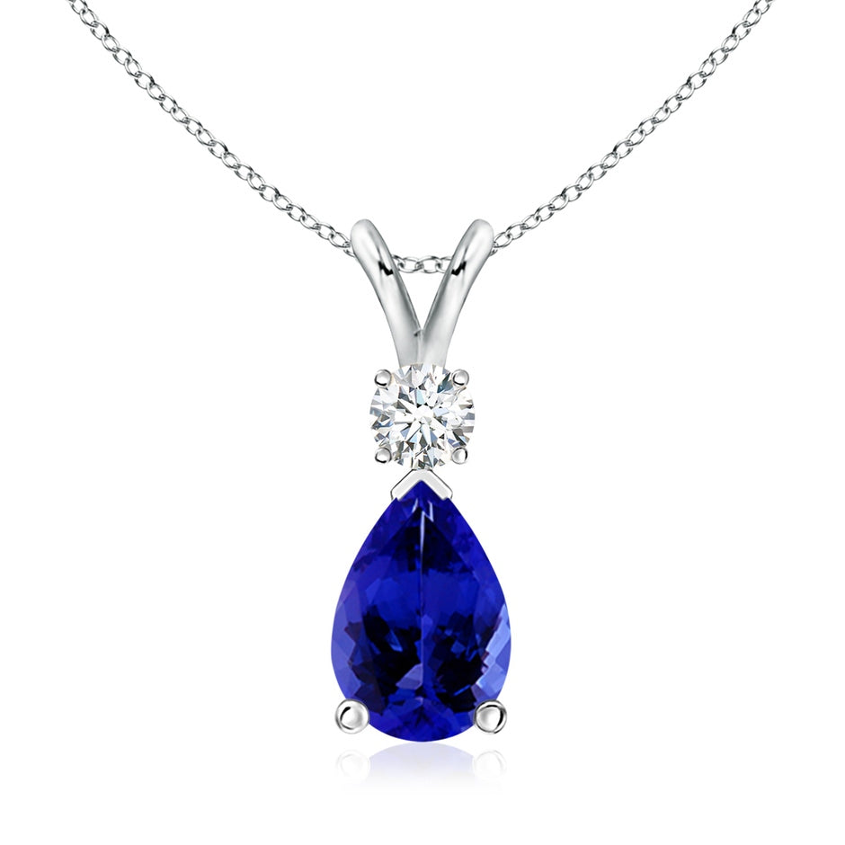 Prong-Set Tanzanite Teardrop V-Bale Pendant with Diamond