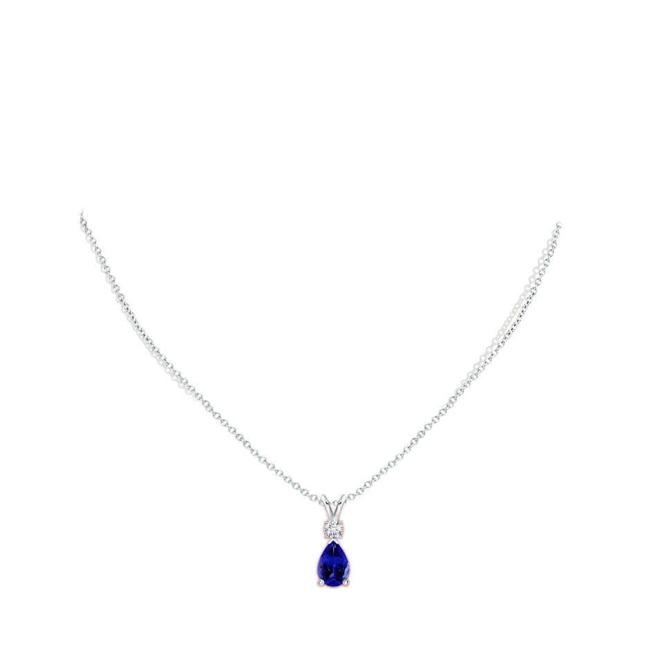 Prong-Set Tanzanite Teardrop V-Bale Pendant with Diamond