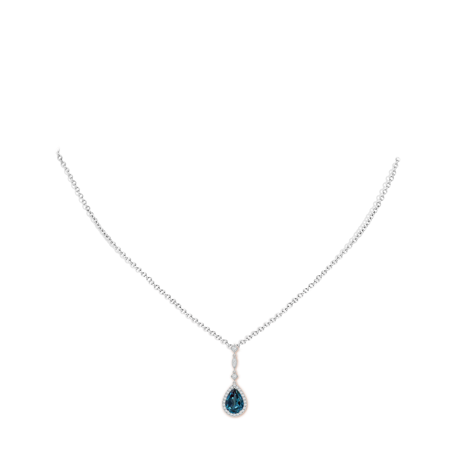 Prong-Set Lab-Grown Alexandrite Teardrop Halo Pendant with Diamond Accents
