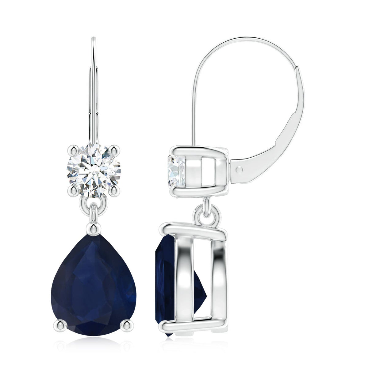 4.02 CTW Prong-Set Blue Sapphire and Diamond Huggie Hoop Earrings in 18K Yellow Gold