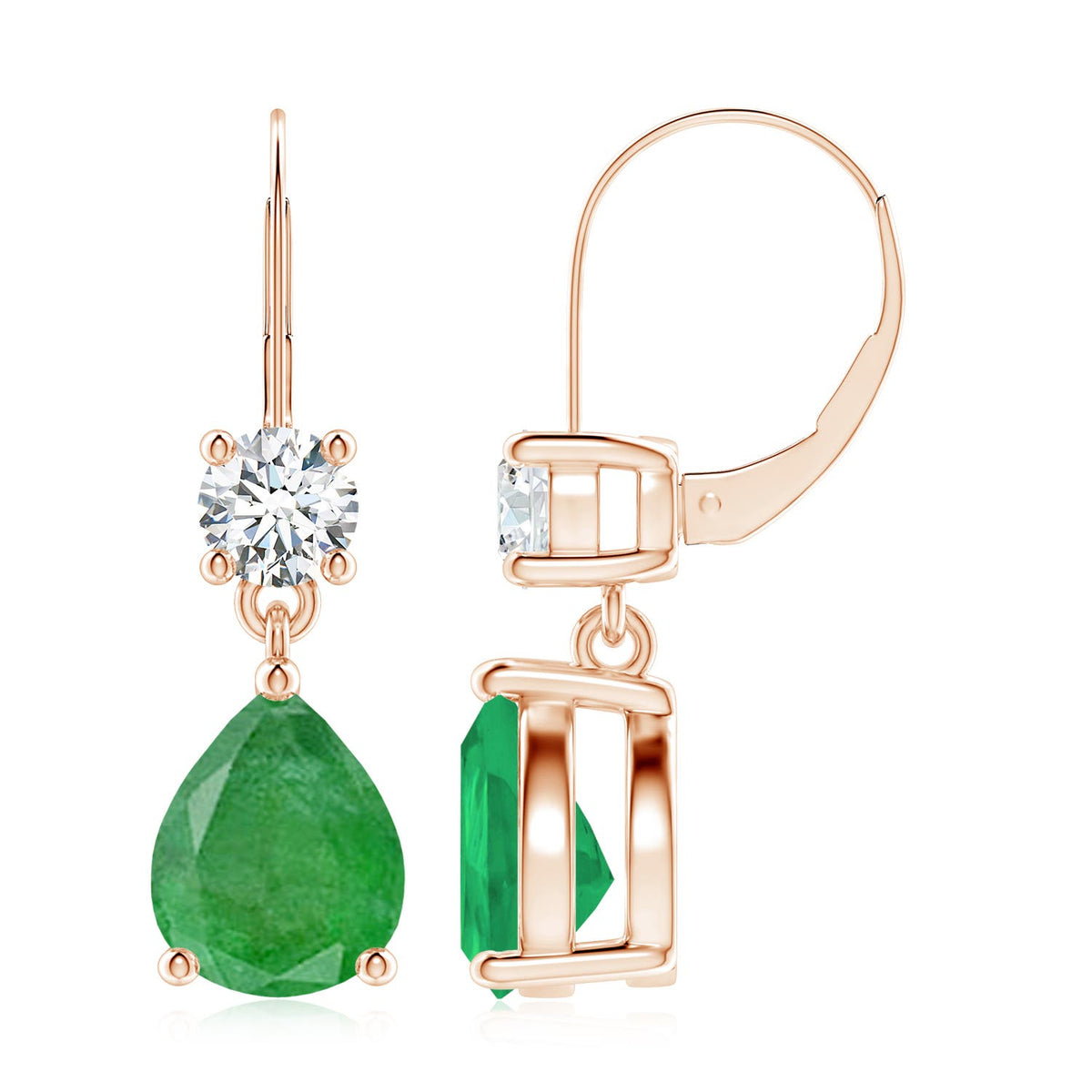 2.76 CTW Pear Ruby Leverback Drop Earrings with Diamond in 14K Yellow Gold