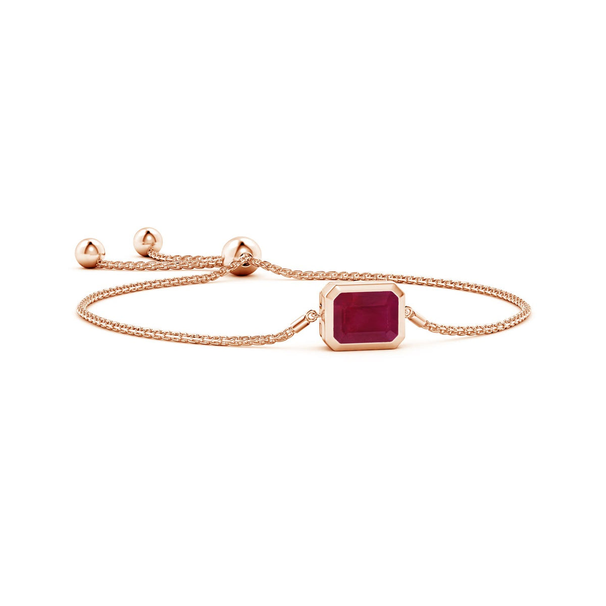 1.29 CTW Bezel-Set Ruby and Diamond Evil Eye Bracelet in 14K Yellow Gold