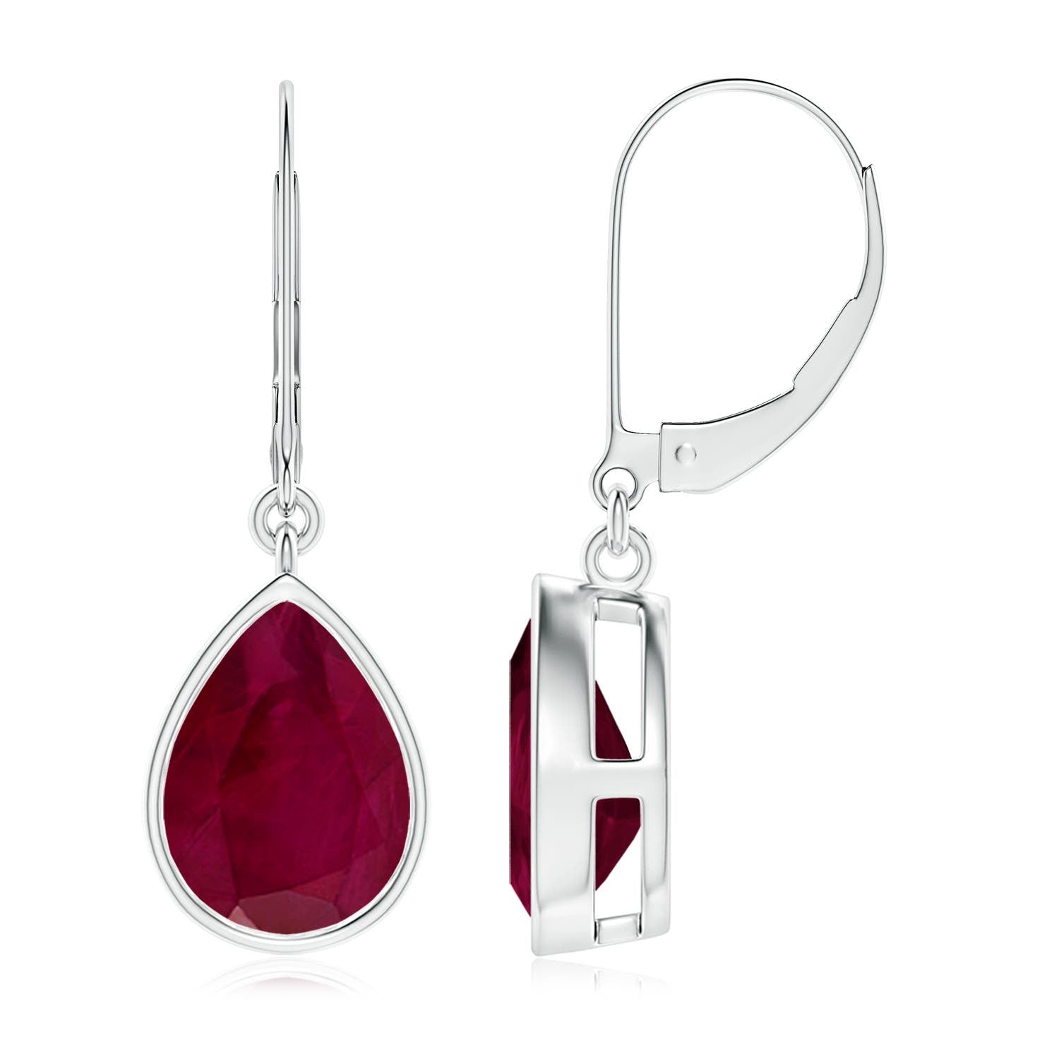 3.29 CTW Prong-Set Round Blue Sapphire Leverback Dangle Earrings with Diamond in 14K Yellow Gold
