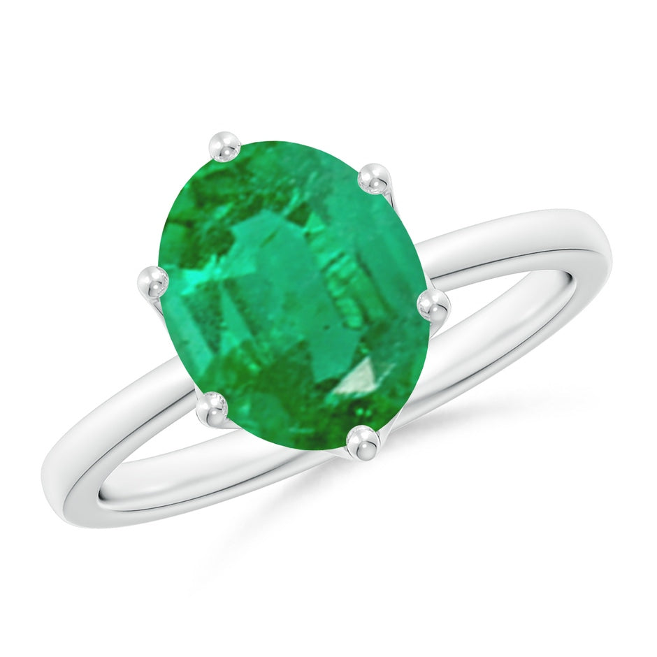 Six Prong-Set Oval Emerald Solitaire Classic Engagement Ring
