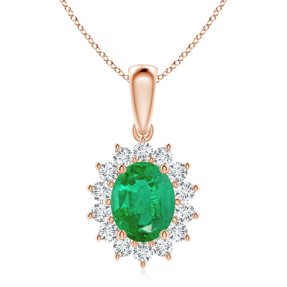 1.34 CTW Emerald Interlocking Circle Necklace with Diamond Accents in 14K Yellow Gold