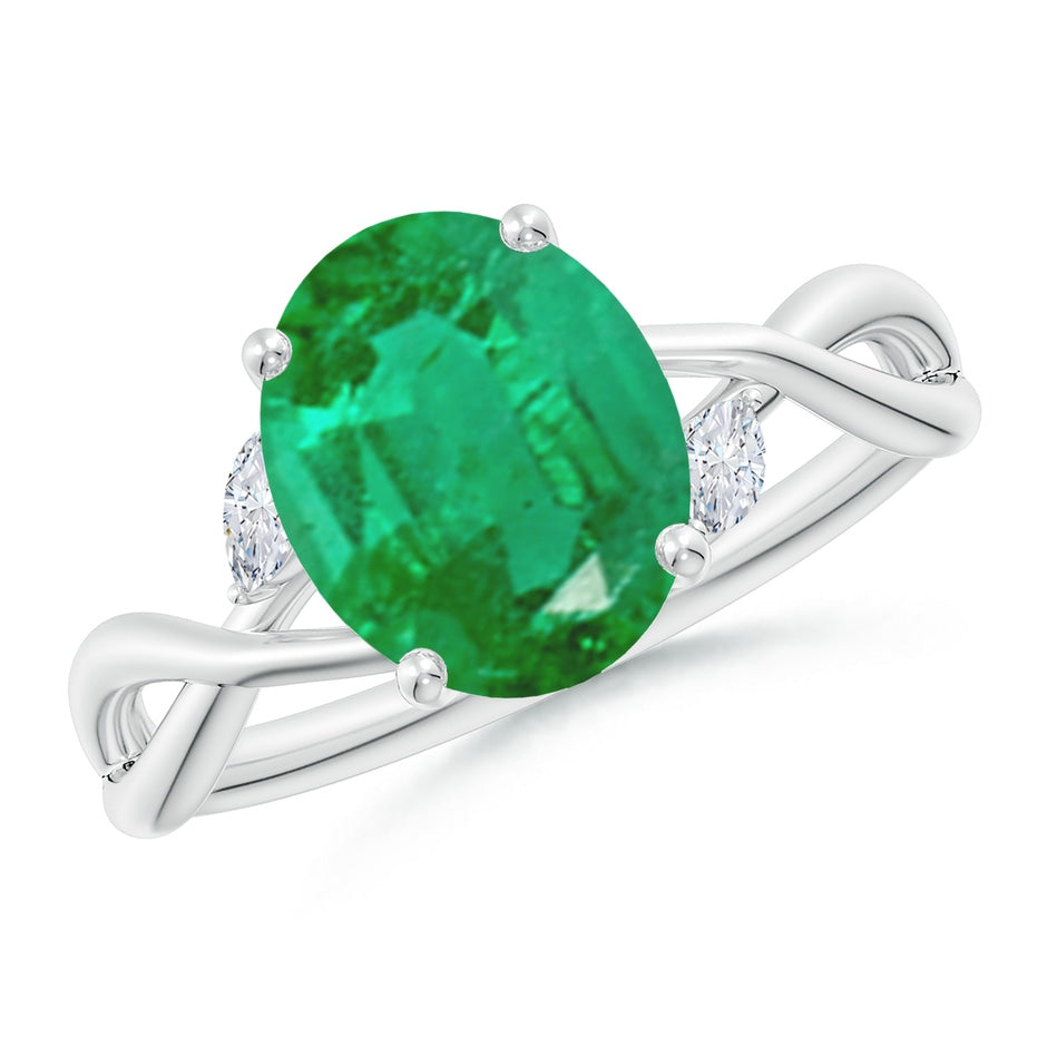 Nature-Inspired Oval Emerald Hidden Halo Engagement Ring