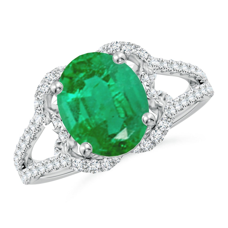 Classic Oval Emerald Couture Engagement Ring