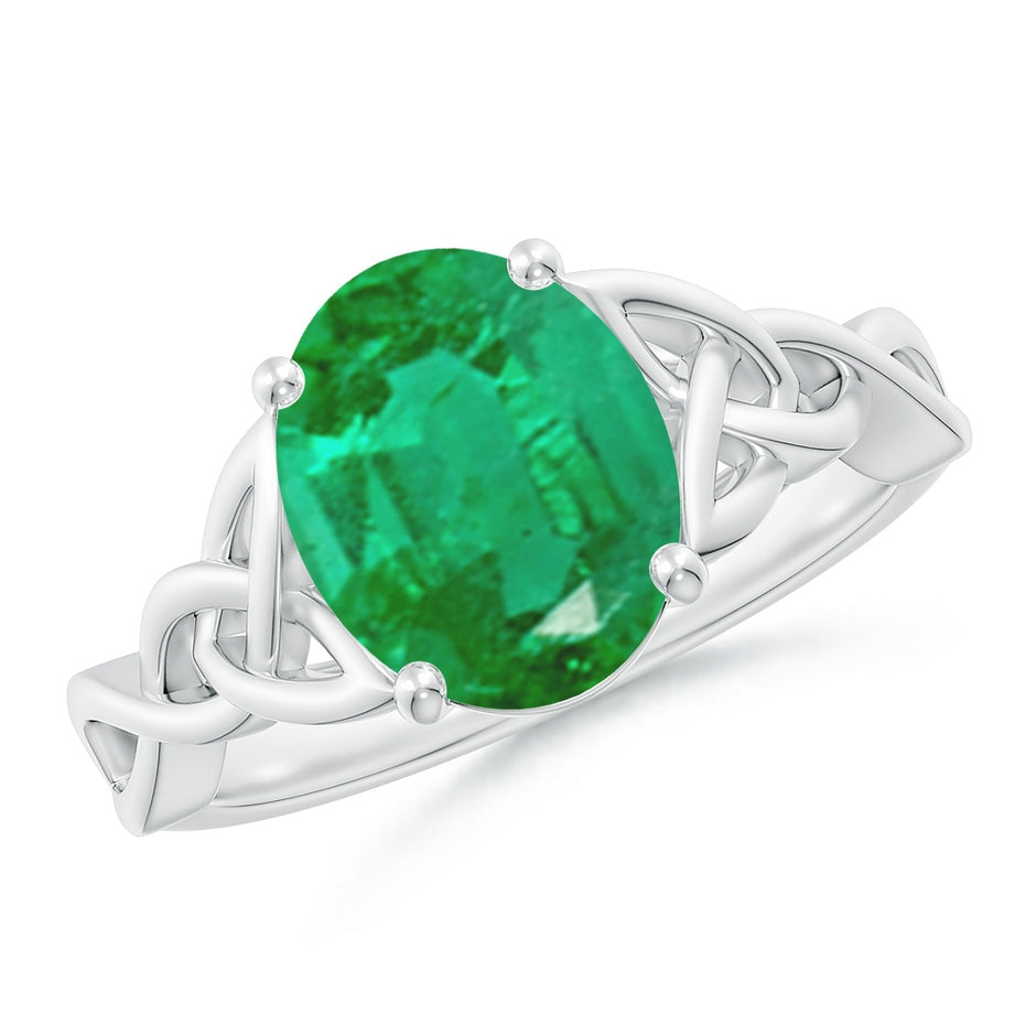 Oval Emerald Celtic Knot Engagement Ring