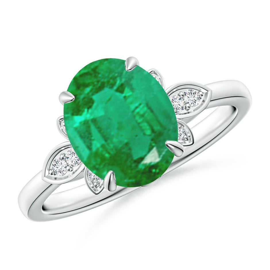 Nature-Inspired Oval Emerald Engagement Ring
