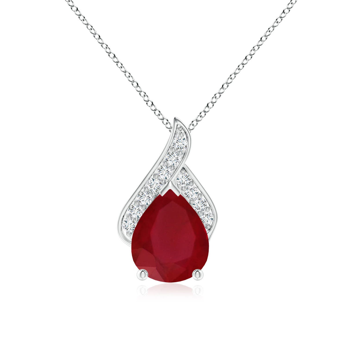 2.13 CTW Ruby Knotted Heart Pendant with Diamond in 14K Yellow Gold