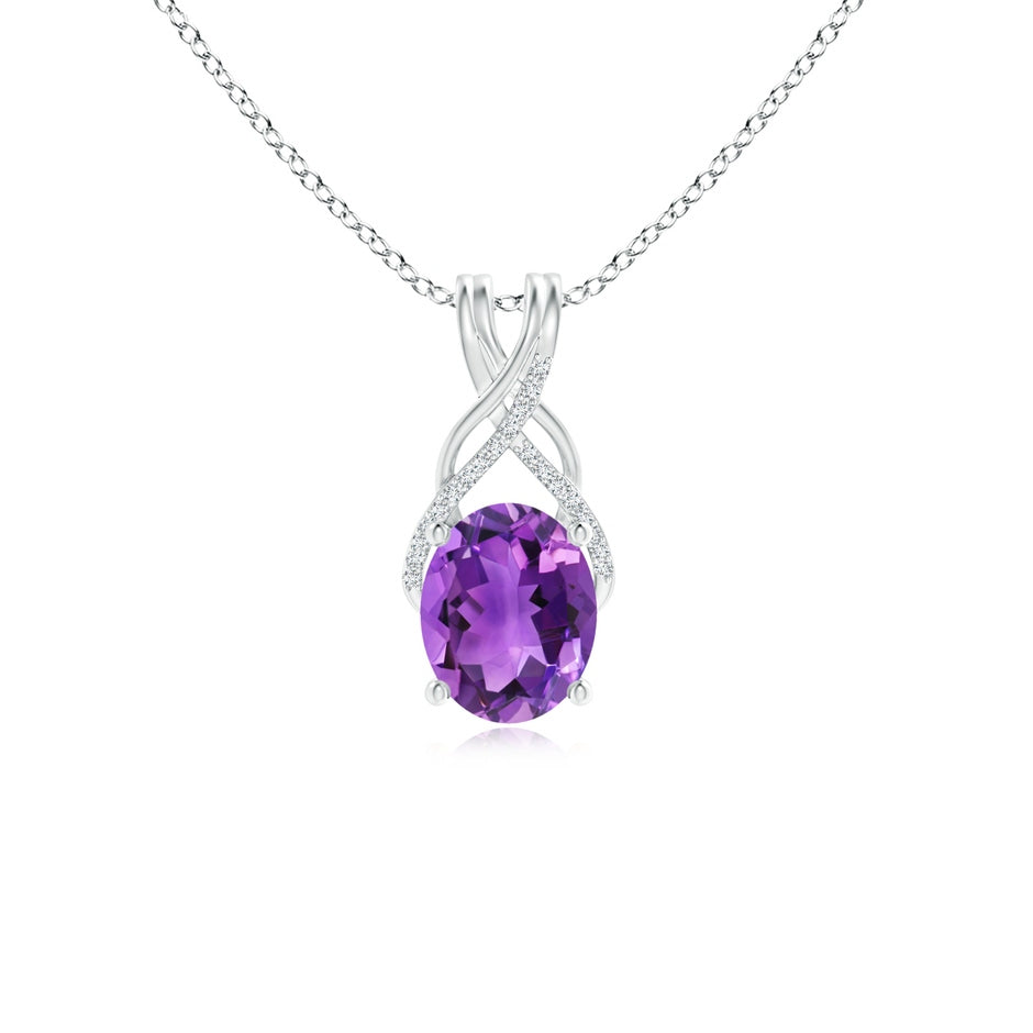 Oval Amethyst Criss Cross Pendant with Diamonds