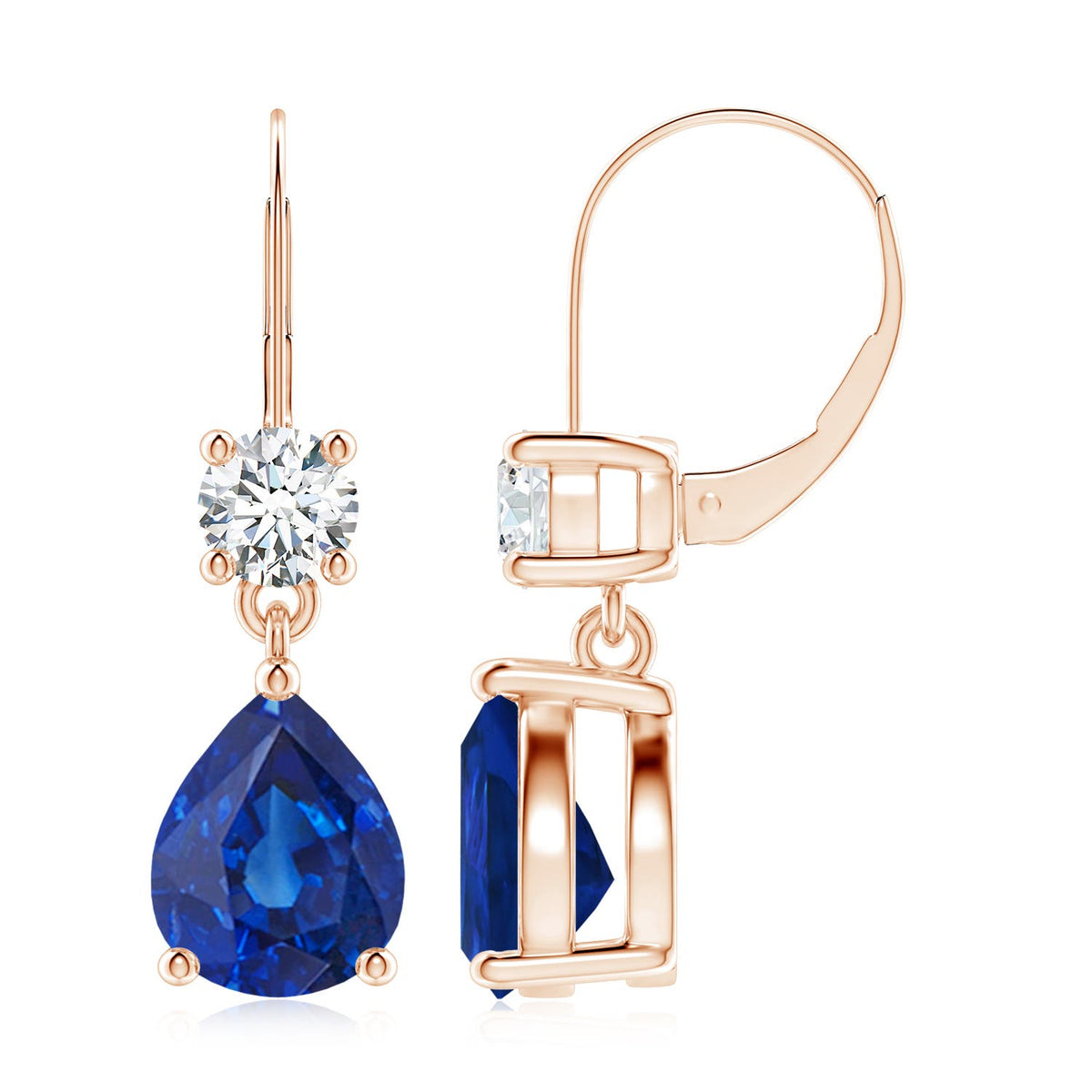1.01 CTW Starburst Fancy Intense Pink Diamond Leverback Drop Earrings in 14K Yellow Gold
